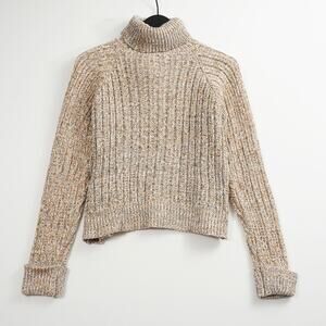 NWT Sadie & Sage Women Sweaters cropped turtle neck oatmeal M